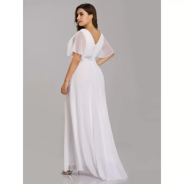 EverPretty Womens Plus Size Double VNeck Evening Party Maxi Dresses 09890PZWhite