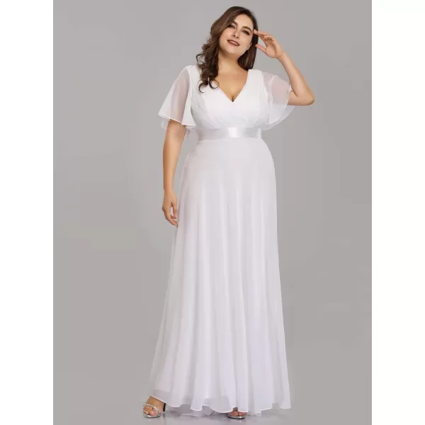 EverPretty Womens Plus Size Double VNeck Evening Party Maxi Dresses 09890PZWhite