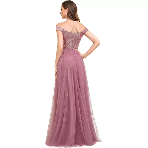 EverPretty Womens V Neck Sequin Tulle A Line Evening Formal Dress 0277Orchid