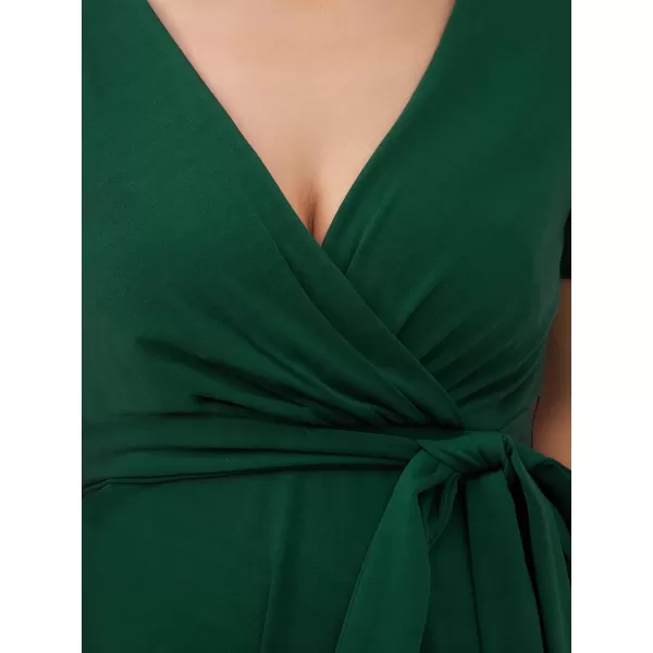 EverPretty Womens VNeck Aline Short Wrap Maternity Dress for Causal Party 20786Dark Green