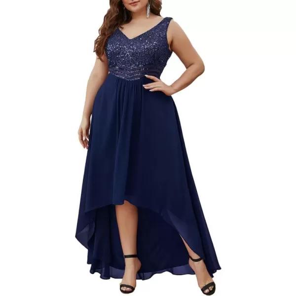 EverPretty Plus Womens V Neck Seuiqn Empire Waist Maxi Formal Evening Party Dress 0410DANavy Blue