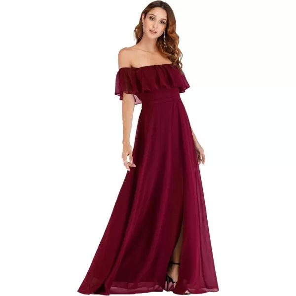 EverPretty Womens Customized Different Sleeves Aline Chiffon Formal Dress BurgundyBburgundy