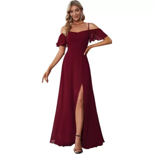 EverPretty Womens Customized Different Sleeves Aline Chiffon Formal Dress BurgundyEburgundy