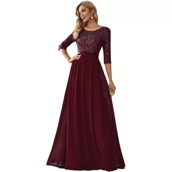 EverPretty Womens Customized Different Sleeves Aline Chiffon Formal Dress BurgundyHburgundy