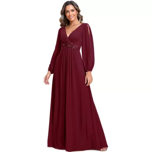 EverPretty Womens Customized Different Sleeves Aline Chiffon Formal Dress BurgundyJburgundy