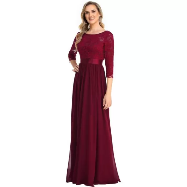 EverPretty Womens Customized Different Sleeves Aline Chiffon Formal Dress BurgundyKburgundy