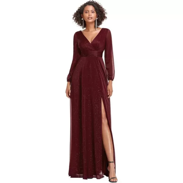 EverPretty Womens Customized Different Sleeves Aline Chiffon Formal Dress BurgundyLburgundy