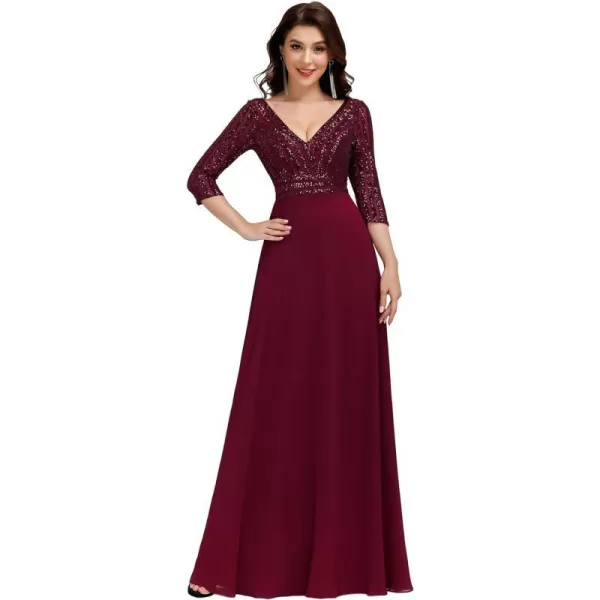 EverPretty Womens Customized Different Sleeves Aline Chiffon Formal Dress BurgundyMburgundy