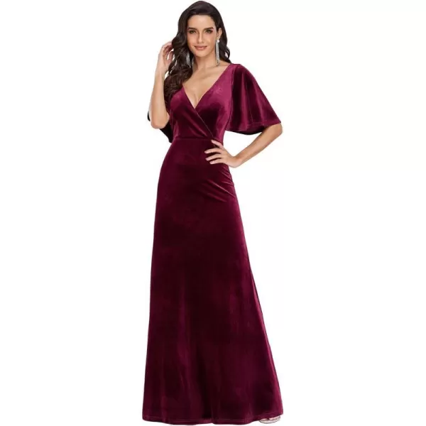 EverPretty Womens Customized Different Sleeves Aline Chiffon Formal Dress BurgundyOburgundy