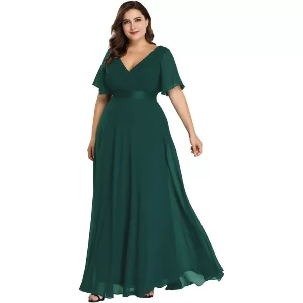 EverPretty Womens Plus Size Double VNeck Evening Party Maxi Dresses 09890PZGreen