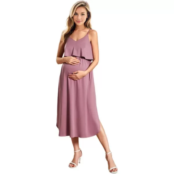 EverPretty Womens V Neck Open Back Adjustable Spaghetti Straps Slit A Line Summer Maternity Dresses 01860Orchid