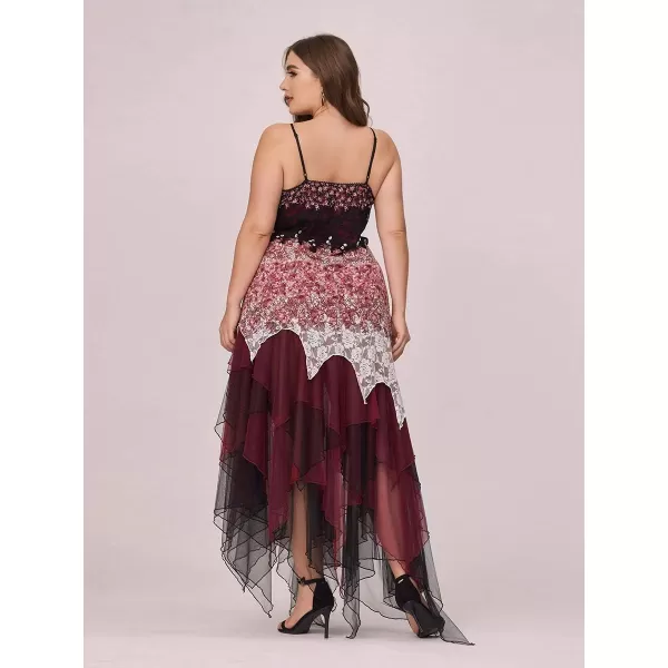 EverPretty Size Womens Sleeveless Tea Length Aline Dress Lace Plus Size Cocktail Dress 6212BBurgundy