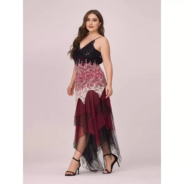 EverPretty Size Womens Sleeveless Tea Length Aline Dress Lace Plus Size Cocktail Dress 6212BBurgundy