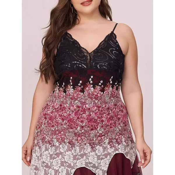 EverPretty Size Womens Sleeveless Tea Length Aline Dress Lace Plus Size Cocktail Dress 6212BBurgundy