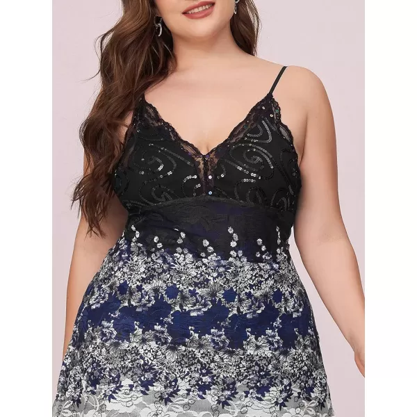 EverPretty Size Womens Sleeveless Tea Length Aline Dress Lace Plus Size Cocktail Dress 6212BNavy