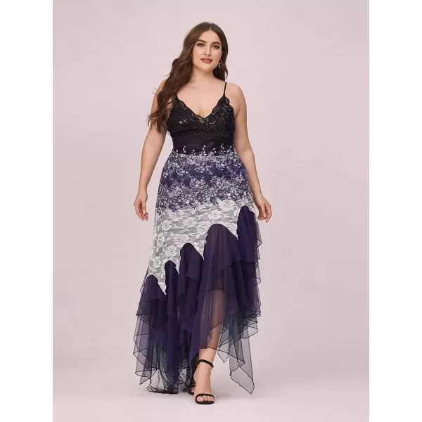 EverPretty Size Womens Sleeveless Tea Length Aline Dress Lace Plus Size Cocktail Dress 6212BPurple