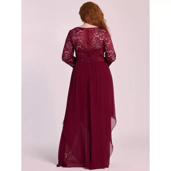 EverPretty Womens Autumn Lace Long Sleeve Chiffon Plus Size Bridesmaid Dress 0759Burgundy