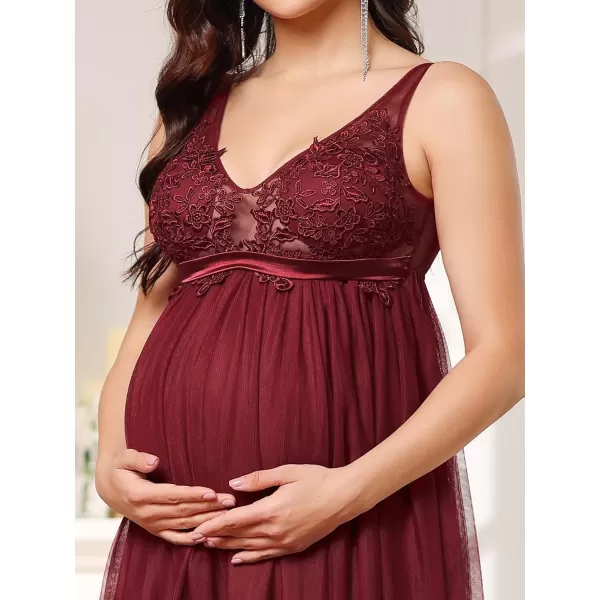 EverPretty Womens Deep VNeck Tulle Aline Maternity Dresses for Baby Shower 20788EYBurgundy