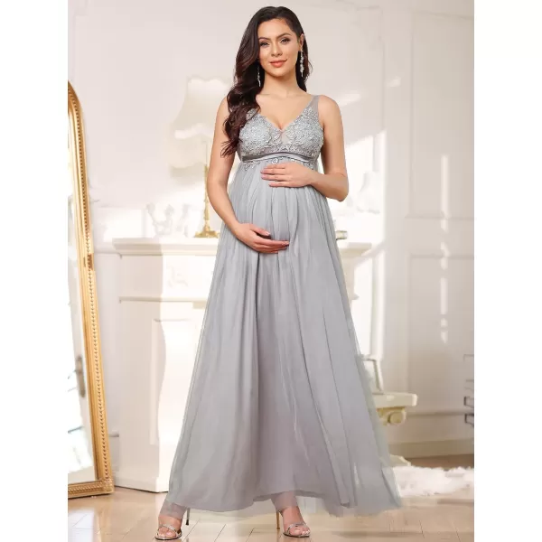 EverPretty Womens Deep VNeck Tulle Aline Maternity Dresses for Baby Shower 20788EYGray