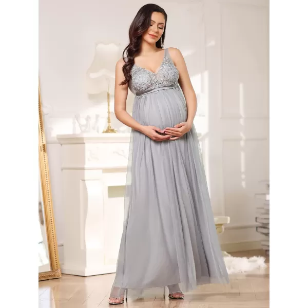 EverPretty Womens Deep VNeck Tulle Aline Maternity Dresses for Baby Shower 20788EYGray