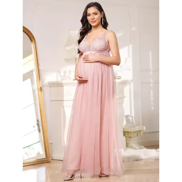 EverPretty Womens Deep VNeck Tulle Aline Maternity Dresses for Baby Shower 20788EYPink