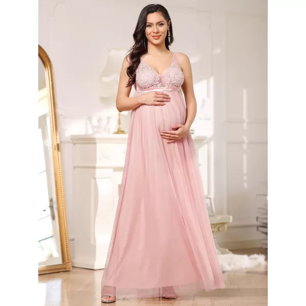 EverPretty Womens Deep VNeck Tulle Aline Maternity Dresses for Baby Shower 20788EYPink