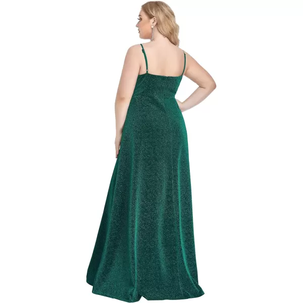 EverPretty Womens Glitter Side Slit Aline Plus Size Evening Dresses for Party 50120Green