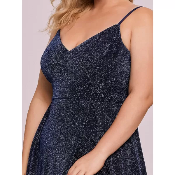 EverPretty Womens Glitter Side Slit Aline Plus Size Evening Dresses for Party 50120Navy Blue