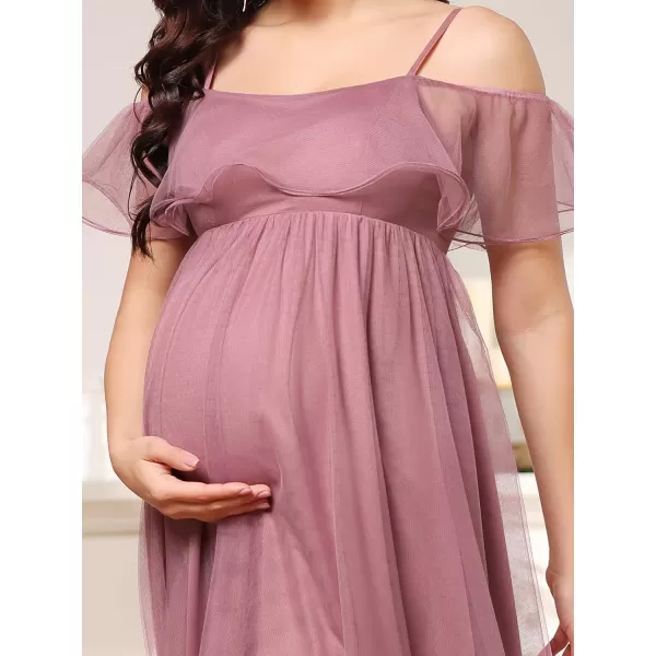 EverPretty Womens Ruffles Spaghetti Straps OffShoulder Maternity Photography Dress 20824EYOrchid