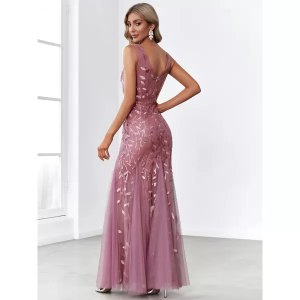EverPretty Womens Sequin Double VNeck Sleeveless Mermaid Long Evening Dress 07886USAOrchid