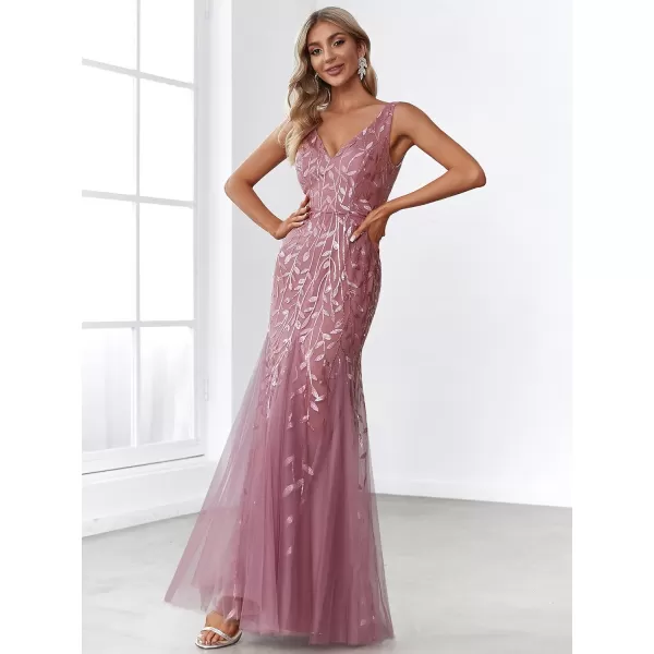 EverPretty Womens Sequin Double VNeck Sleeveless Mermaid Long Evening Dress 07886USAOrchid