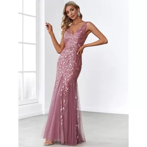 EverPretty Womens Sequin Double VNeck Sleeveless Mermaid Long Evening Dress 07886USAOrchid