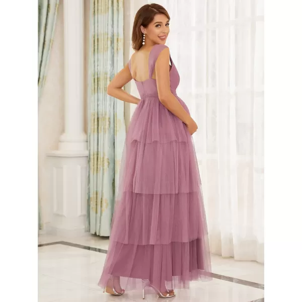 EverPretty Womens VNeck Bow Sash Tassel Tulle Maternity Evening Party Dress 20794EYOrchid