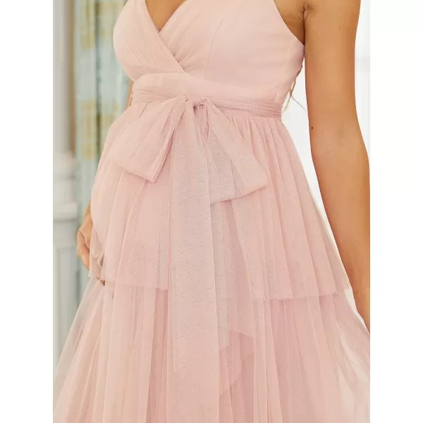 EverPretty Womens VNeck Bow Sash Tassel Tulle Maternity Evening Party Dress 20794EYPink