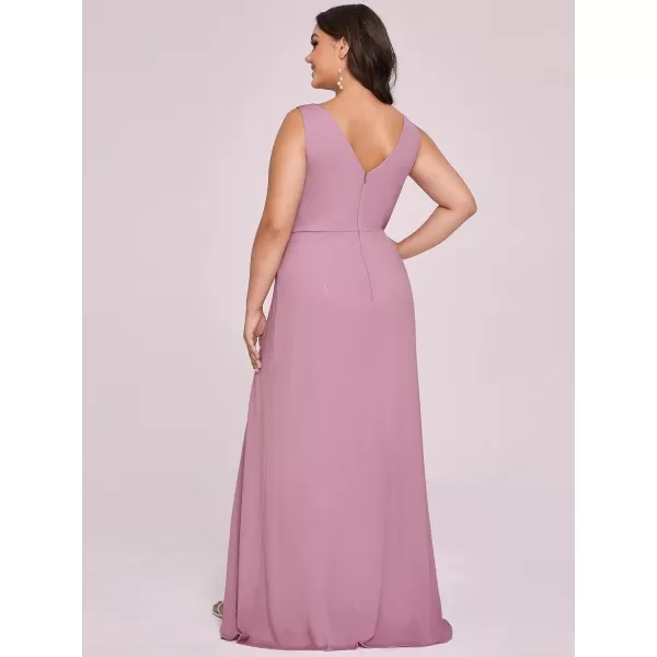 EverPretty Womens VNeck Glitter Dress Side Split Plus Size Evening Dress 07505Orchid