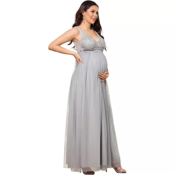 EverPretty Womens Deep VNeck Tulle Aline Maternity Dresses for Baby Shower 20788EYGray