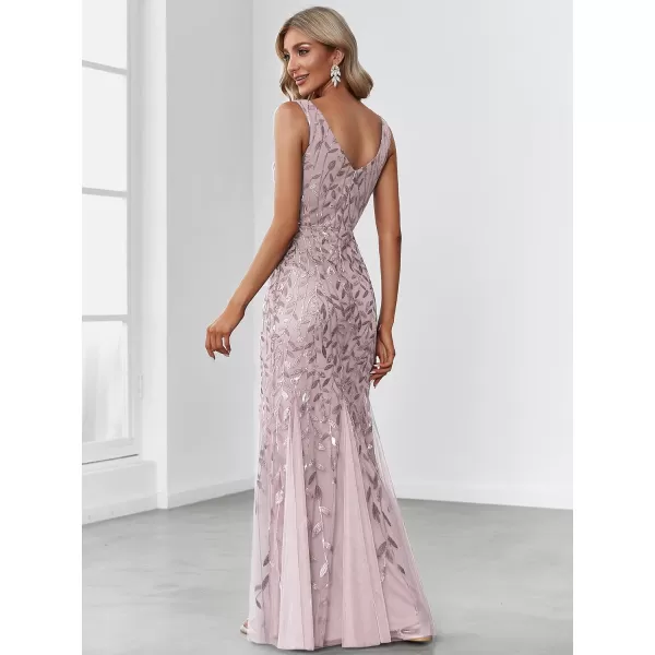 EverPretty Womens Formal Dress Sequin Double VNeck Sleeveless Mermaid Long Evening Dress 07886Lilac