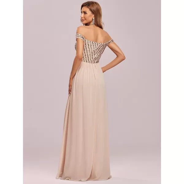 EverPretty Womens Glitter Sweetheart Off Shoulder A Line Chiffon Maxi Evening Gowns for Women 50067USABlush