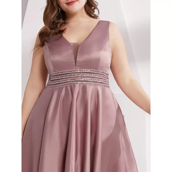 EverPretty Womens V Neck High Low Satin Prom Plus Size Cocktail Evening Dress 00877Orchid