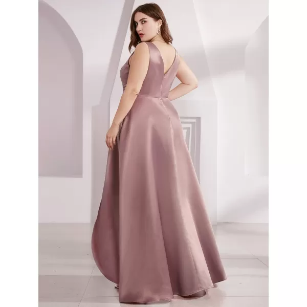 EverPretty Womens V Neck High Low Satin Prom Plus Size Cocktail Evening Dress 00877Orchid