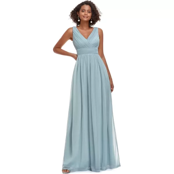 EverPretty Womens VNeck High Wasit Glitter Maxi Evening Dress 07764USABlue