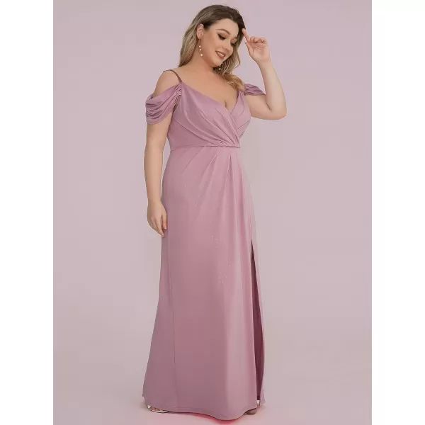 EverPretty Plus Womens Glitter OffShoulder Plus Size VNeck Formal Dress for Evening Party 50088DAOrchid