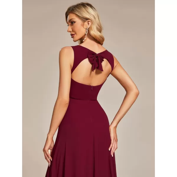 EverPretty Womens Chiffon Sweetheart Hollow Out Back ALine Sleeveless Bridesmaid Dresses 01728Burgundy