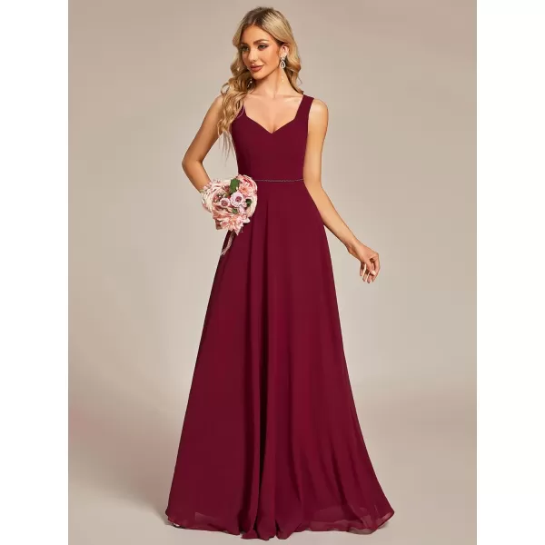 EverPretty Womens Chiffon Sweetheart Hollow Out Back ALine Sleeveless Bridesmaid Dresses 01728Burgundy