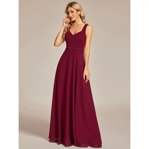 EverPretty Womens Chiffon Sweetheart Hollow Out Back ALine Sleeveless Bridesmaid Dresses 01728Burgundy