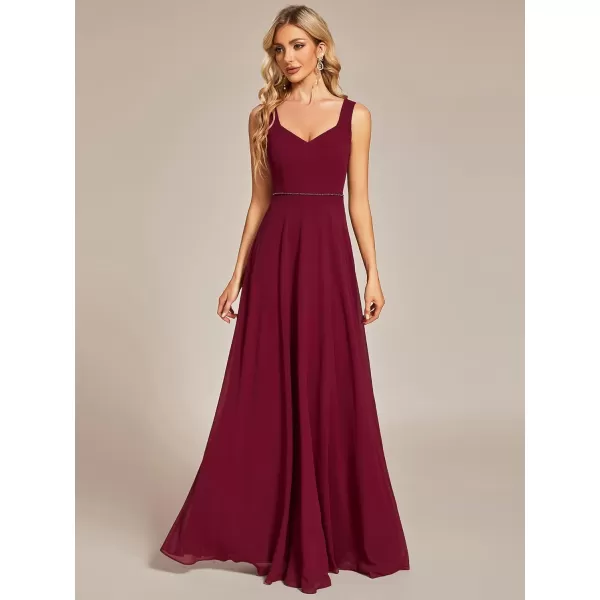 EverPretty Womens Chiffon Sweetheart Hollow Out Back ALine Sleeveless Bridesmaid Dresses 01728Burgundy