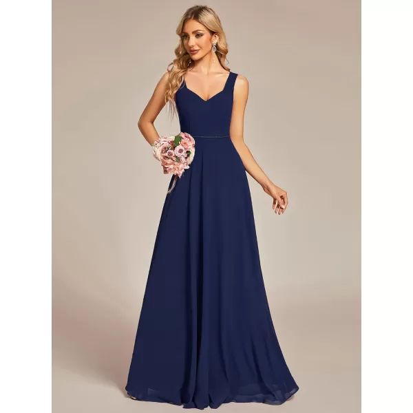 EverPretty Womens Chiffon Sweetheart Hollow Out Back ALine Sleeveless Bridesmaid Dresses 01728Navy Blue