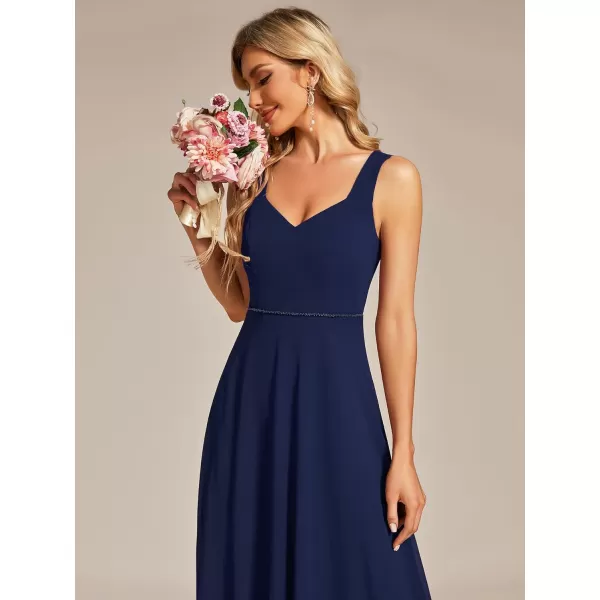 EverPretty Womens Chiffon Sweetheart Hollow Out Back ALine Sleeveless Bridesmaid Dresses 01728Navy Blue