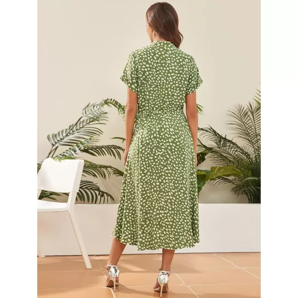 EverPretty Womens Sexy Midi V Neck Short Sleeve Floral Summer Beach Dress 40400Green