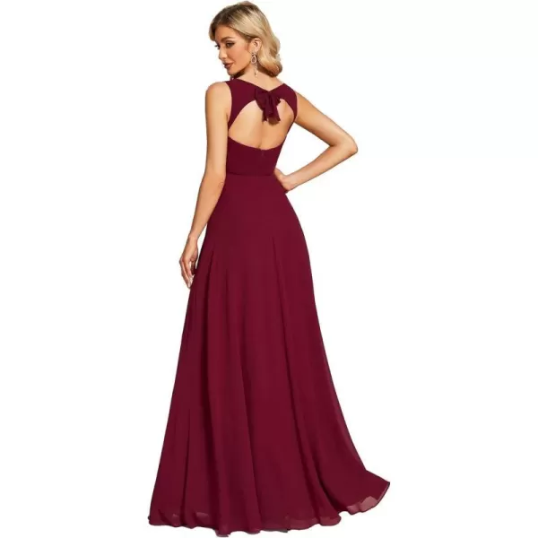 EverPretty Womens Chiffon Sweetheart Hollow Out Back ALine Sleeveless Bridesmaid Dresses 01728Burgundy